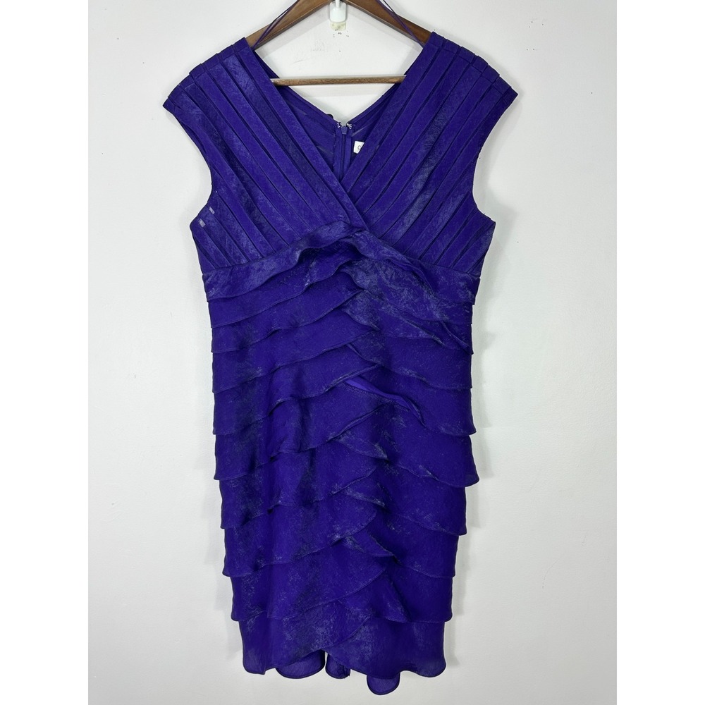 Coldwater Creek Sheath Dress Womens 14 Purple Sleeveless Tiered Cocktail Glam